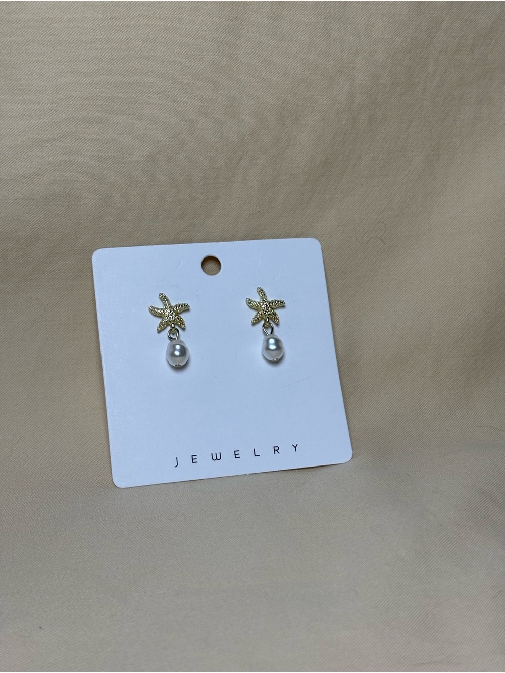 Gold Starfish Pearl Drop Earrings - Jewelry